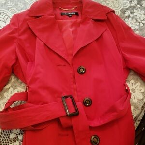 Ellen Tracy Vibrant Red Trench Coat